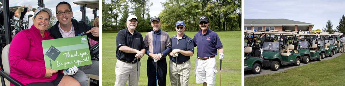 A photo collage of the Alumni Golf Tournament 2020