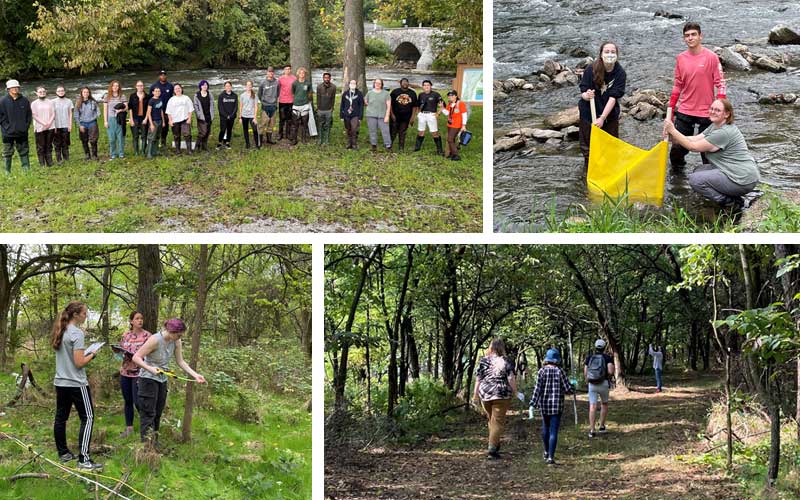 Environmental Studies students doing field work in various locations