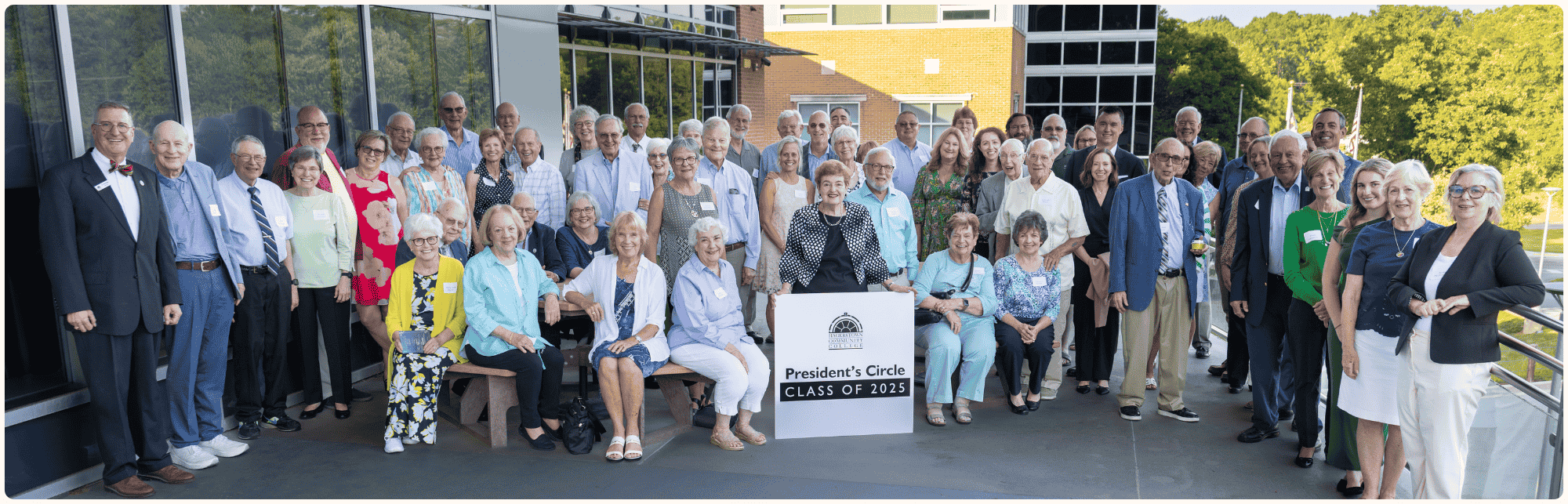 President's Circle group photo class of 2025 outside the Student Center