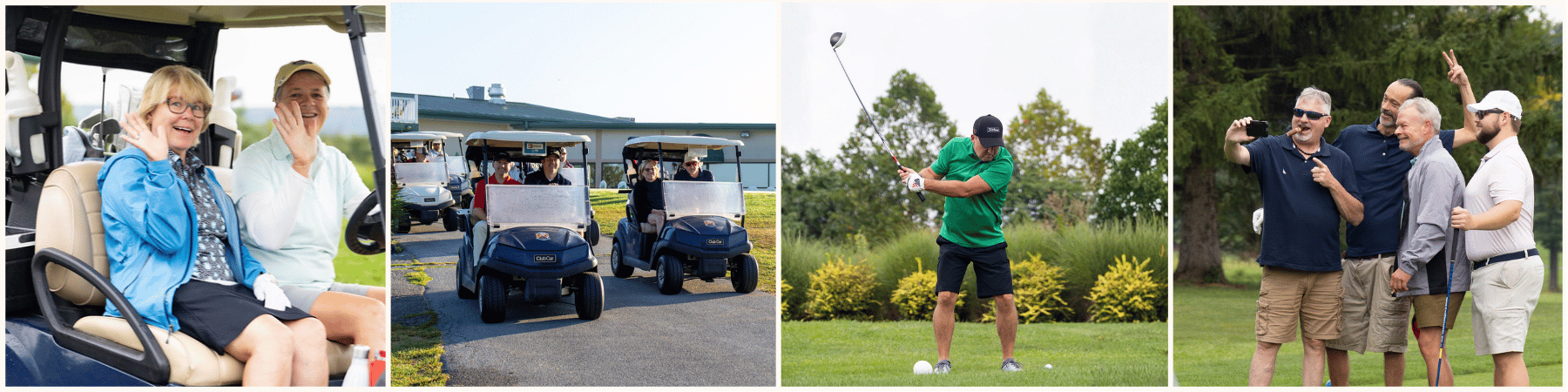 Photo collage of players at the 2026 HCC alumni golf tournament