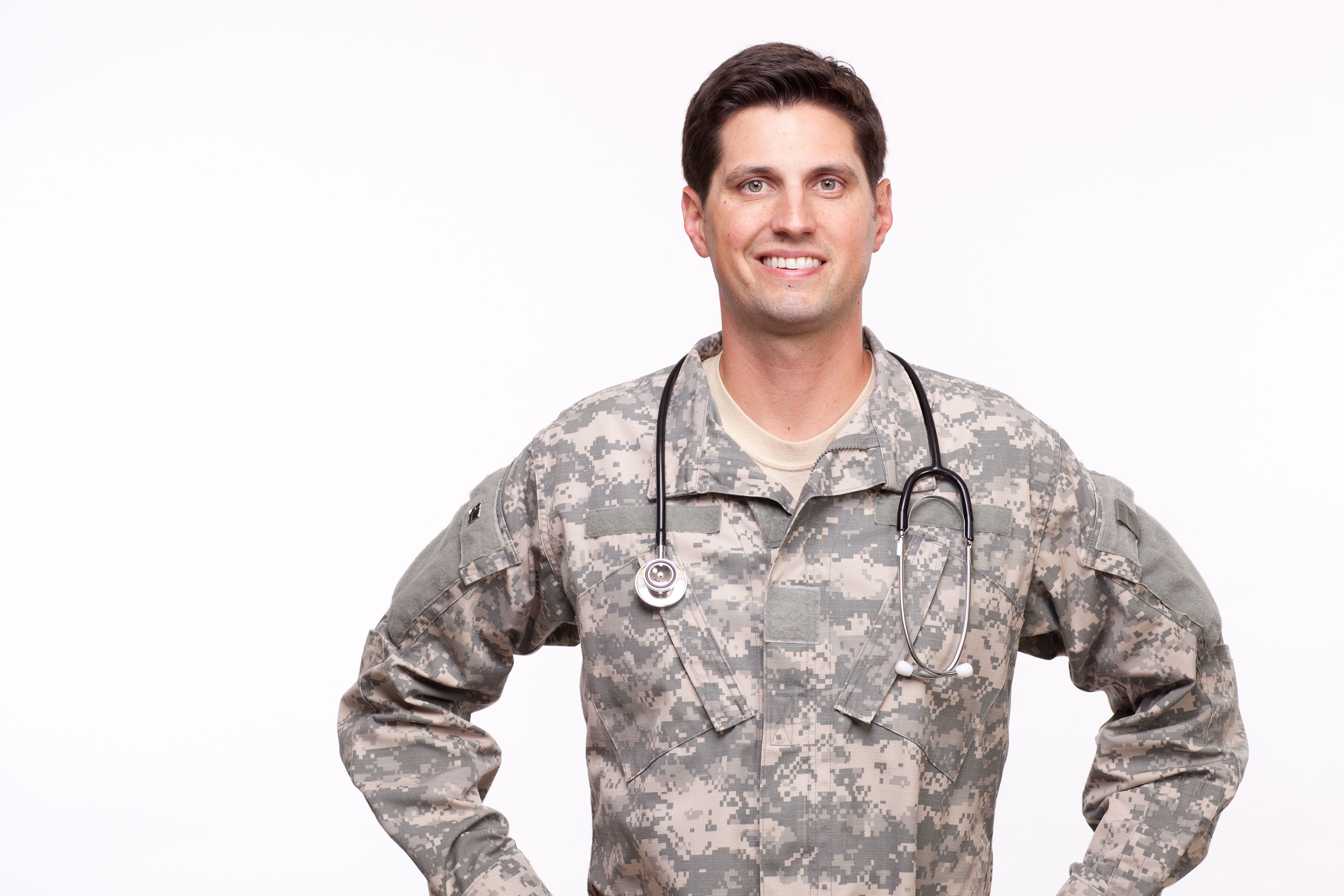 Miltary medic posing