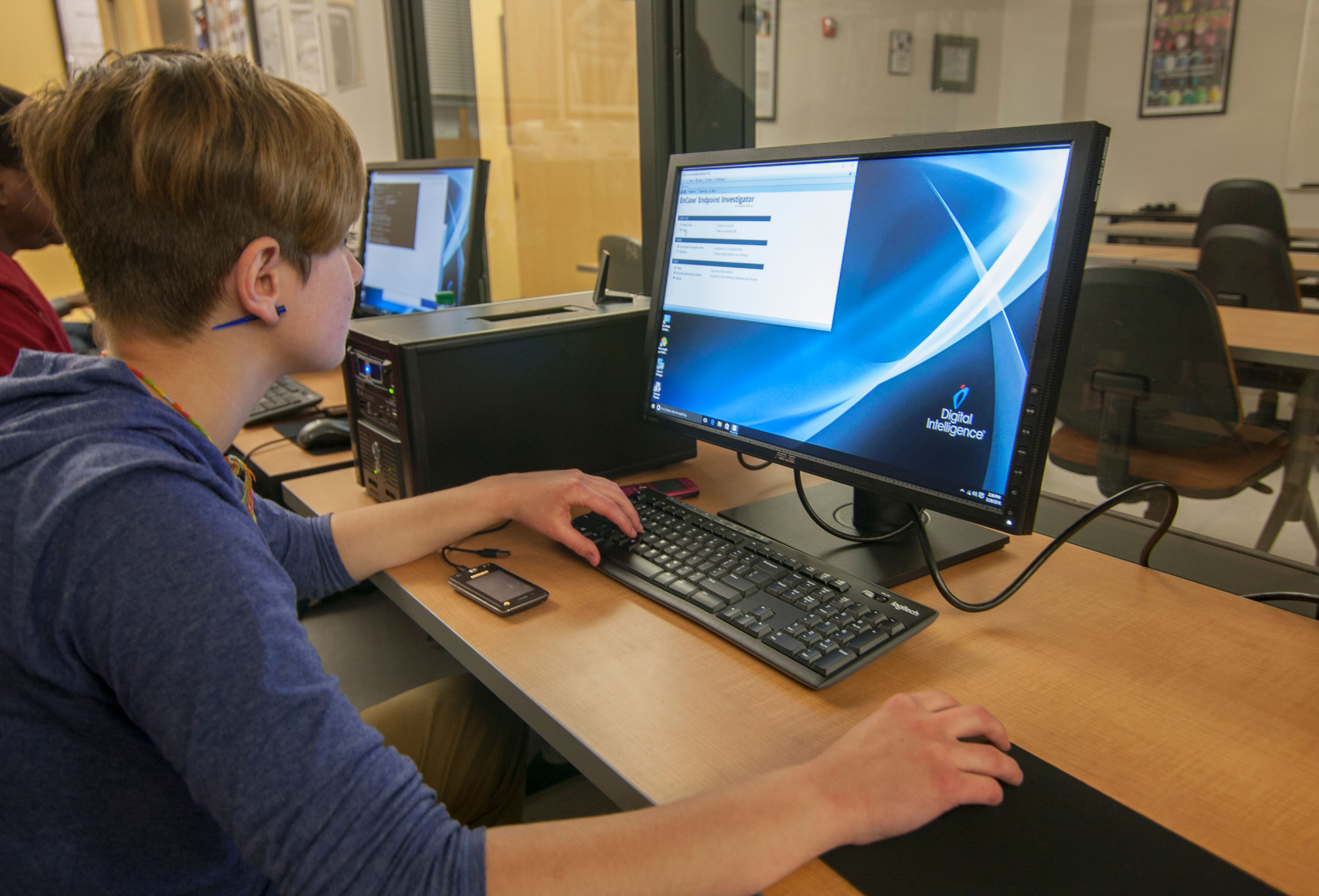 Student on computer