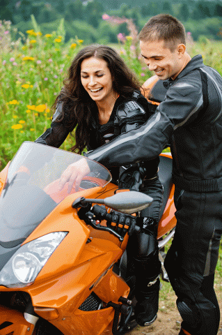 Man and Woman on a motorcycle