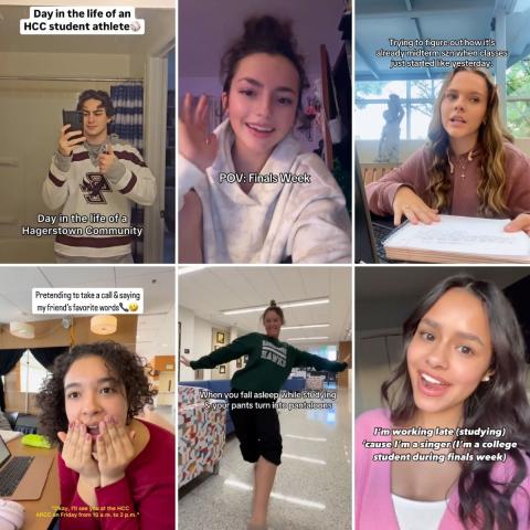 HCC student social media ambassadors in screenshots from videos