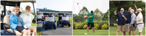 Photo collage of players at the 2026 HCC alumni golf tournament